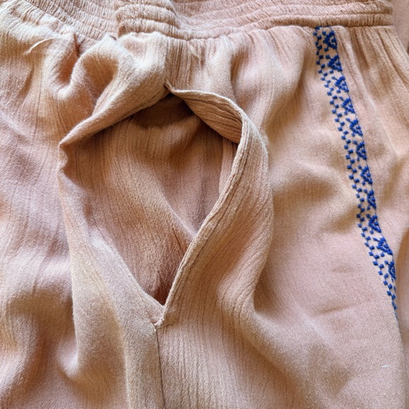 American Eagle Embroidered Boho 2-Piece Set - Smocked Tube Top & Wide Leg Pants - Picture 8 of 9